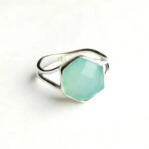 Aqua Chalcedony ring sterling silver size 6 🆕